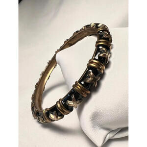 Vintage landau gold toned and black designer inspired regal bangle bracelet